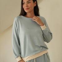 modal silk touch PJ set / 薄花(light blue)