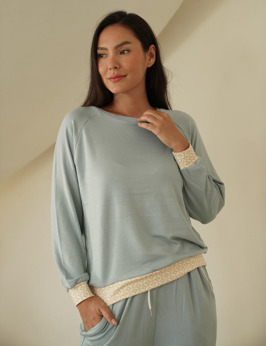 modal silk touch PJ set / 薄花(light blue)