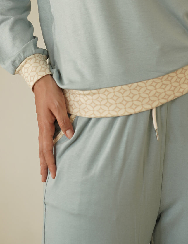 modal silk touch PJ set / 薄花(light blue)