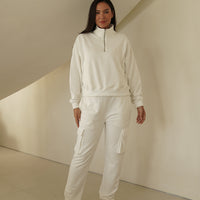 everyday half zip tracksuit / 白花(ivory)