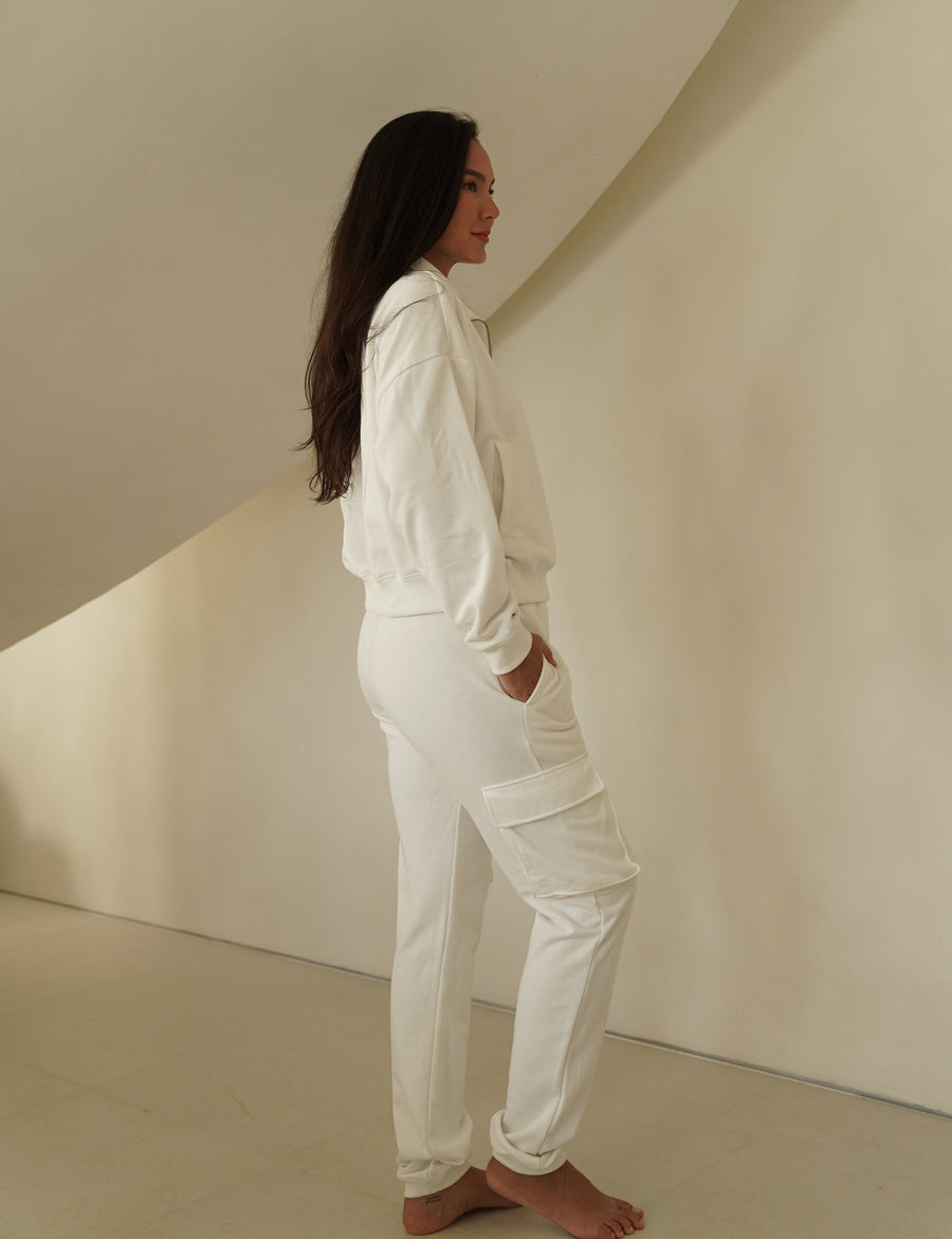 everyday half zip tracksuit / 白花(ivory)