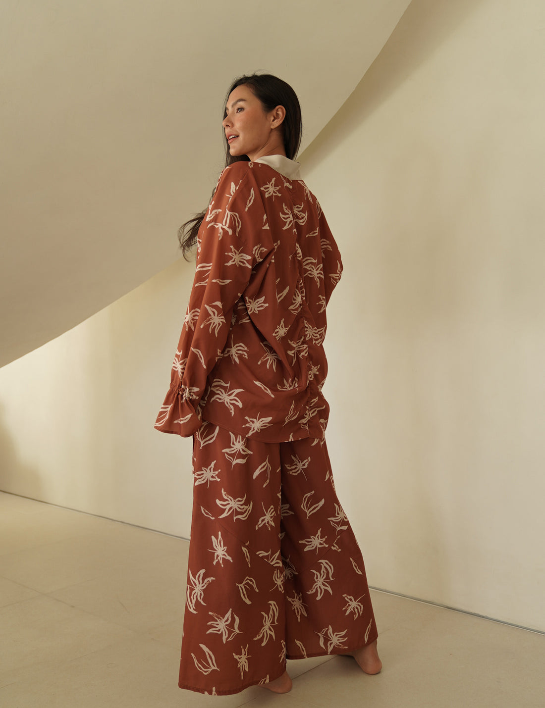 resort long sleeve KIMONO shirt / 琥珀(orange)