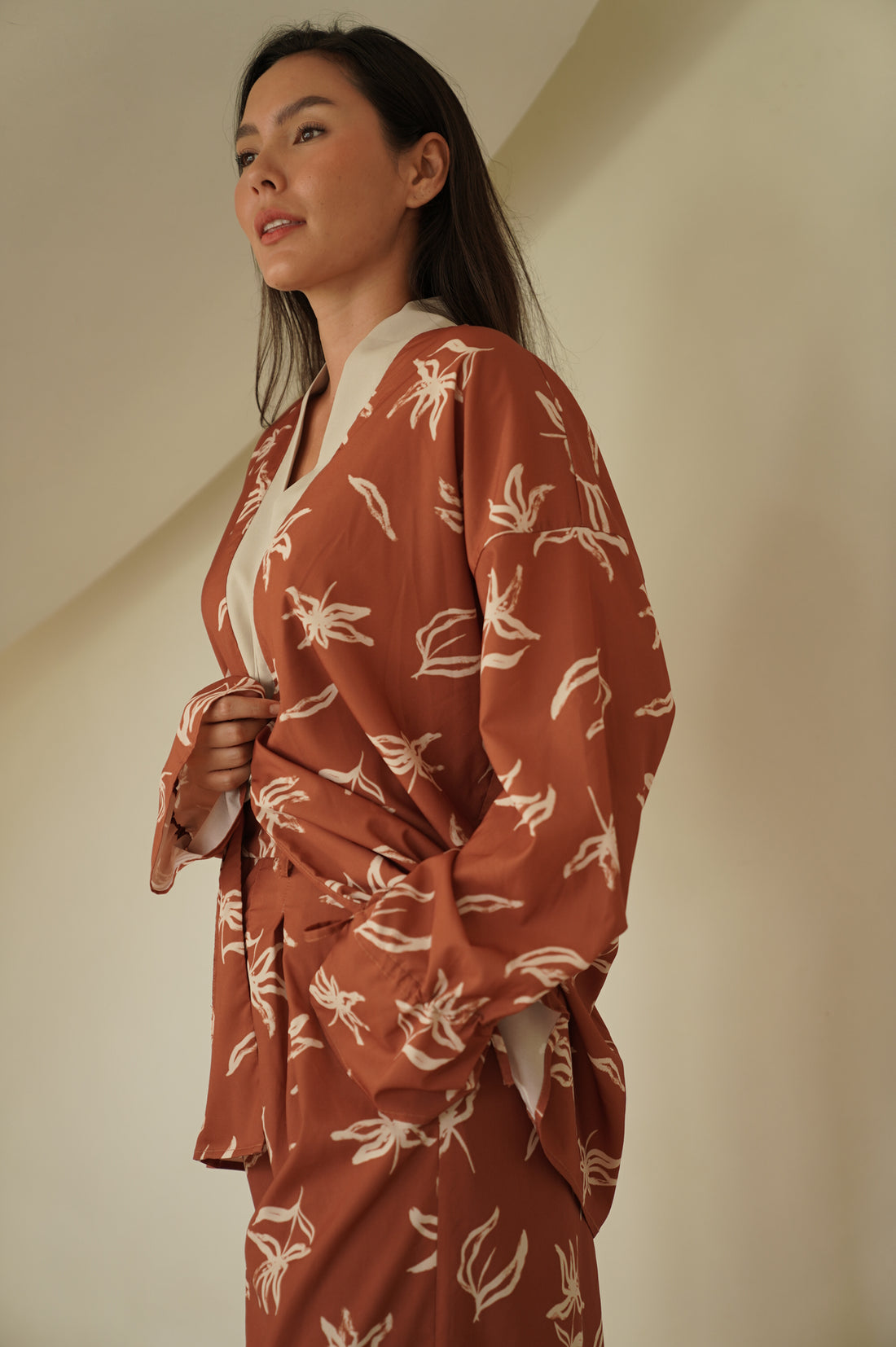 resort long sleeve KIMONO shirt / 琥珀(orange)