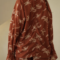 resort long sleeve KIMONO shirt / 琥珀(orange)