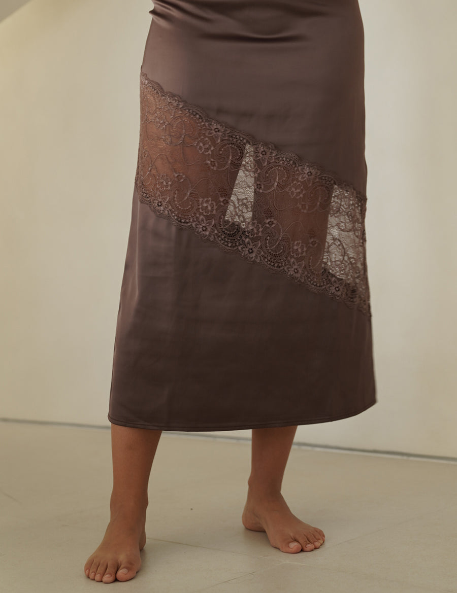 cocktail see through dress / 枯茶(dark brown)