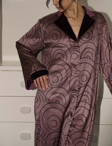 Zen Silky Satin Long Shirt / 紅藤(purple)