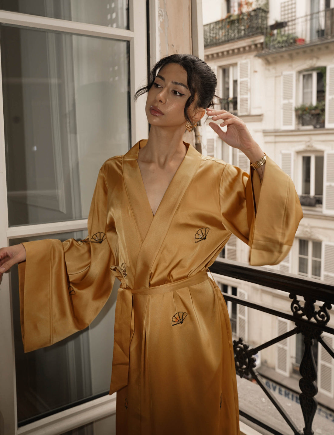 Aurelie Satin Long Robe