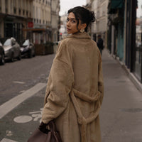 Cozy Up Premium KIMONO Fur Coat / flax(beige)