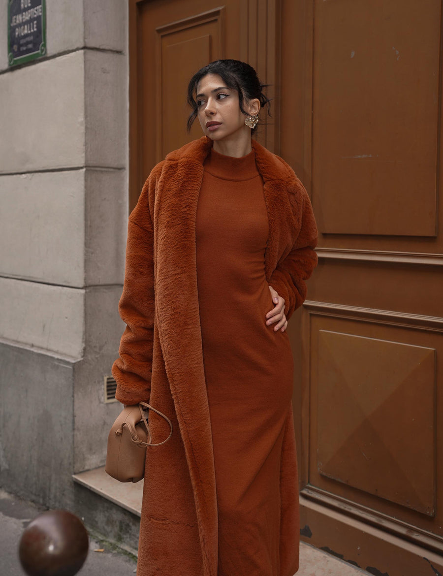 Cosy Up  Premium KIMONO Fur Coat / 琥珀(orange)