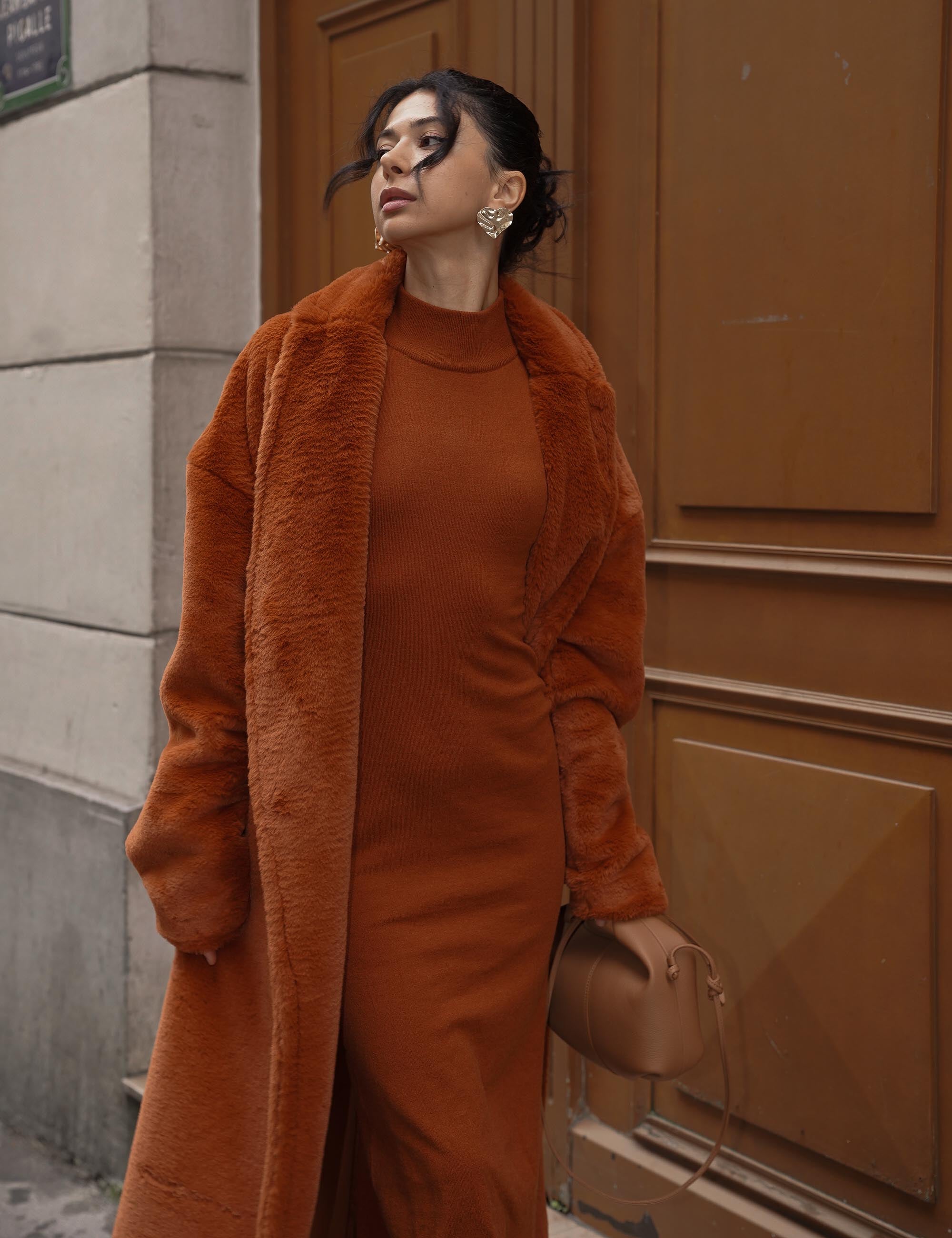 Cosy Up  Premium KIMONO Fur Coat / 琥珀(orange)