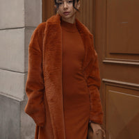 Cozy Up Premium KIMONO Fur Coat / Amber (orange)