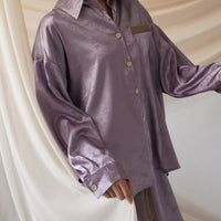 wagara jacquard satin shirt / 紅藤(purple)