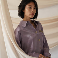 wagara jacquard satin shirt / 紅藤(purple)