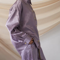 wagara jacquard satin shirt / 紅藤(purple)