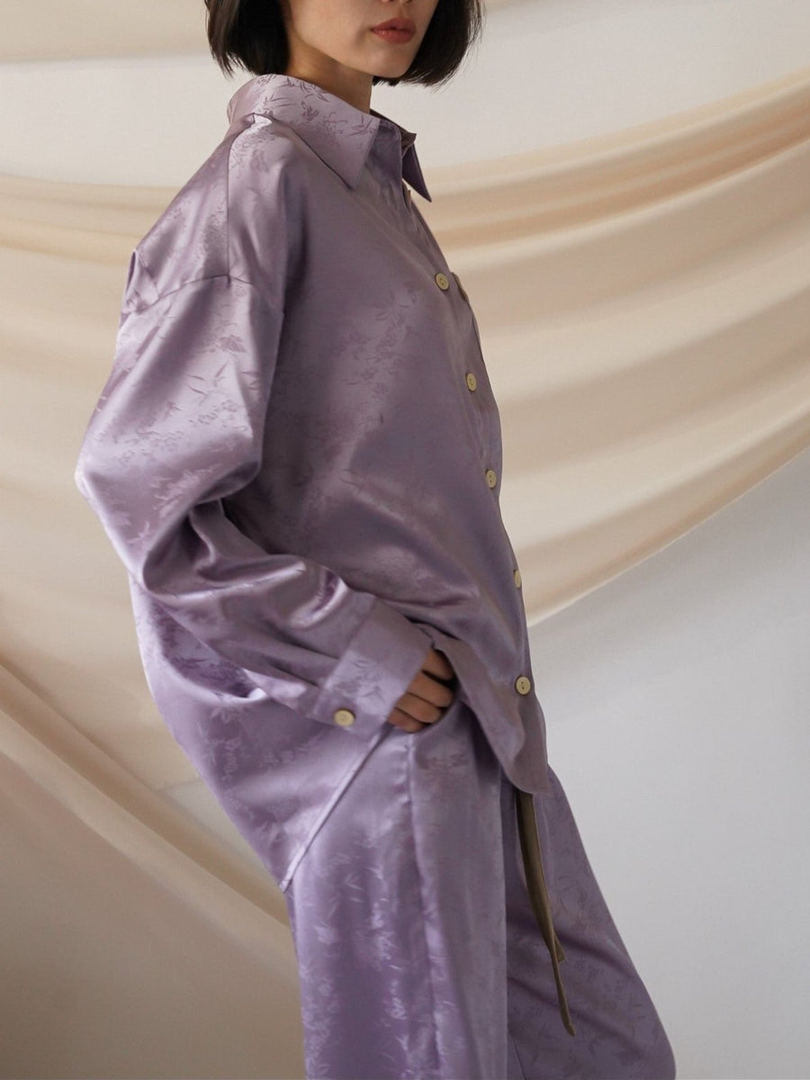 wagara jacquard satin shirt / 紅藤(purple)