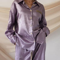 wagara jacquard satin shirt / 紅藤(purple)