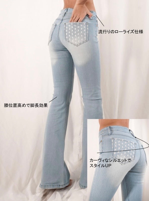 flare stretch asanoha denim – AMATERASJAPAN