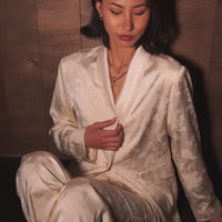 Jacquard Lounge Satin Jacket / 白花(ivory)