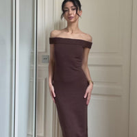 Padded Dawn Strapless Knitted Dress / 枯茶(brown)