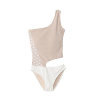 cut out bodysuit swim / beige