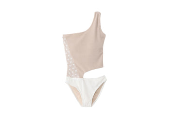 cut out bodysuit swim / beige