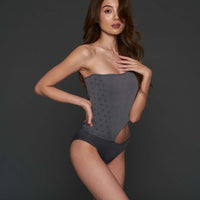 cut out bodysuit swim / gray