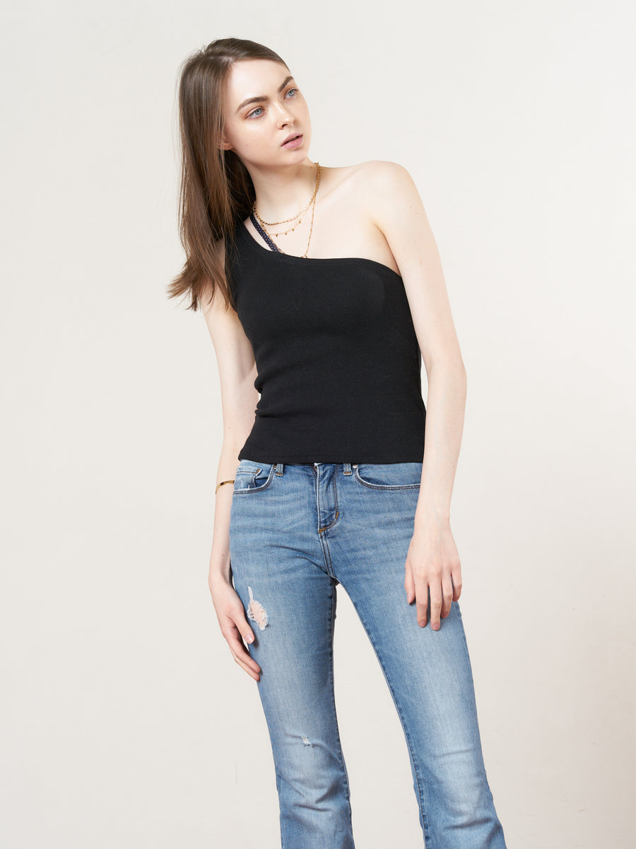 asanoha shoulder tank / black